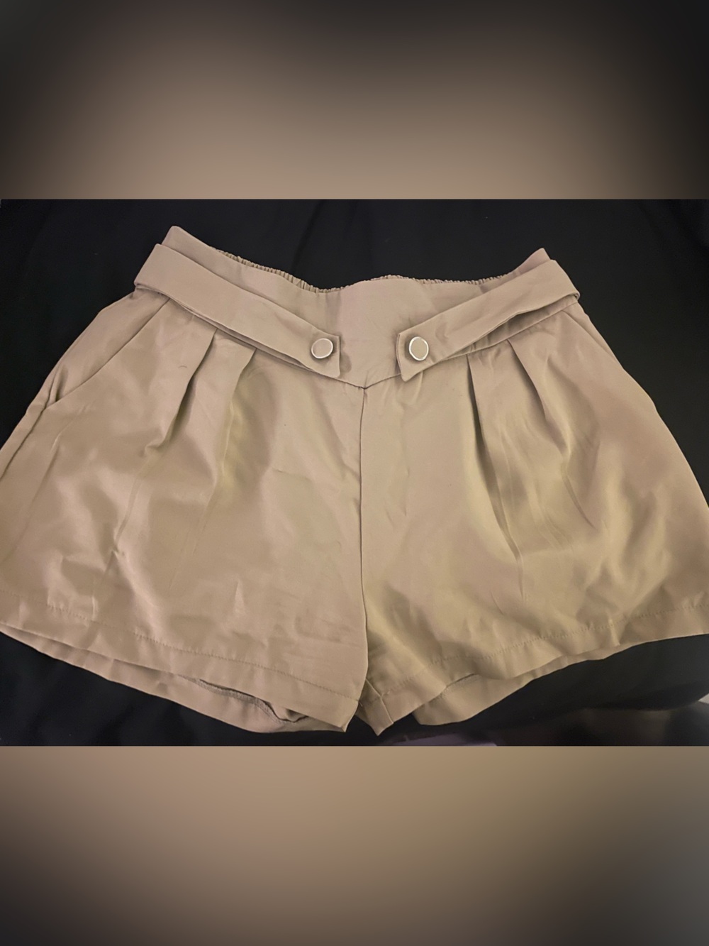 Beige High Waisted Dress Shorts